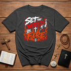 Set The World On Fire Jesus Is King Christian Revival Youth Ministry Evangelism Art T-Shirt
