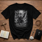 One Nation Under God 1776 2026 Christian Patriotic Archangel Warrior American Faith Freedom T-Shirt