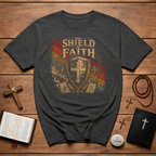 The Shield Of Faith Ephesians 6 16 Put On The Full Armor Of God Christian Warrior Cross Emblem T-Shirt