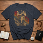 The Shield Of Faith Ephesians 6 16 Put On The Full Armor Of God Christian Warrior Cross Emblem T-Shirt