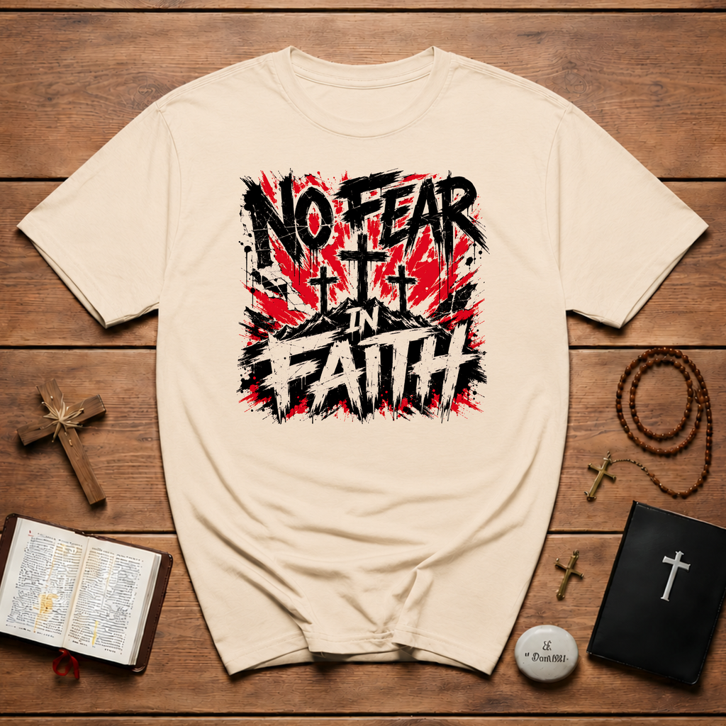 No Fear In Faith God Over All Romans 8 31 Christian Cross Victory T-Shirt
