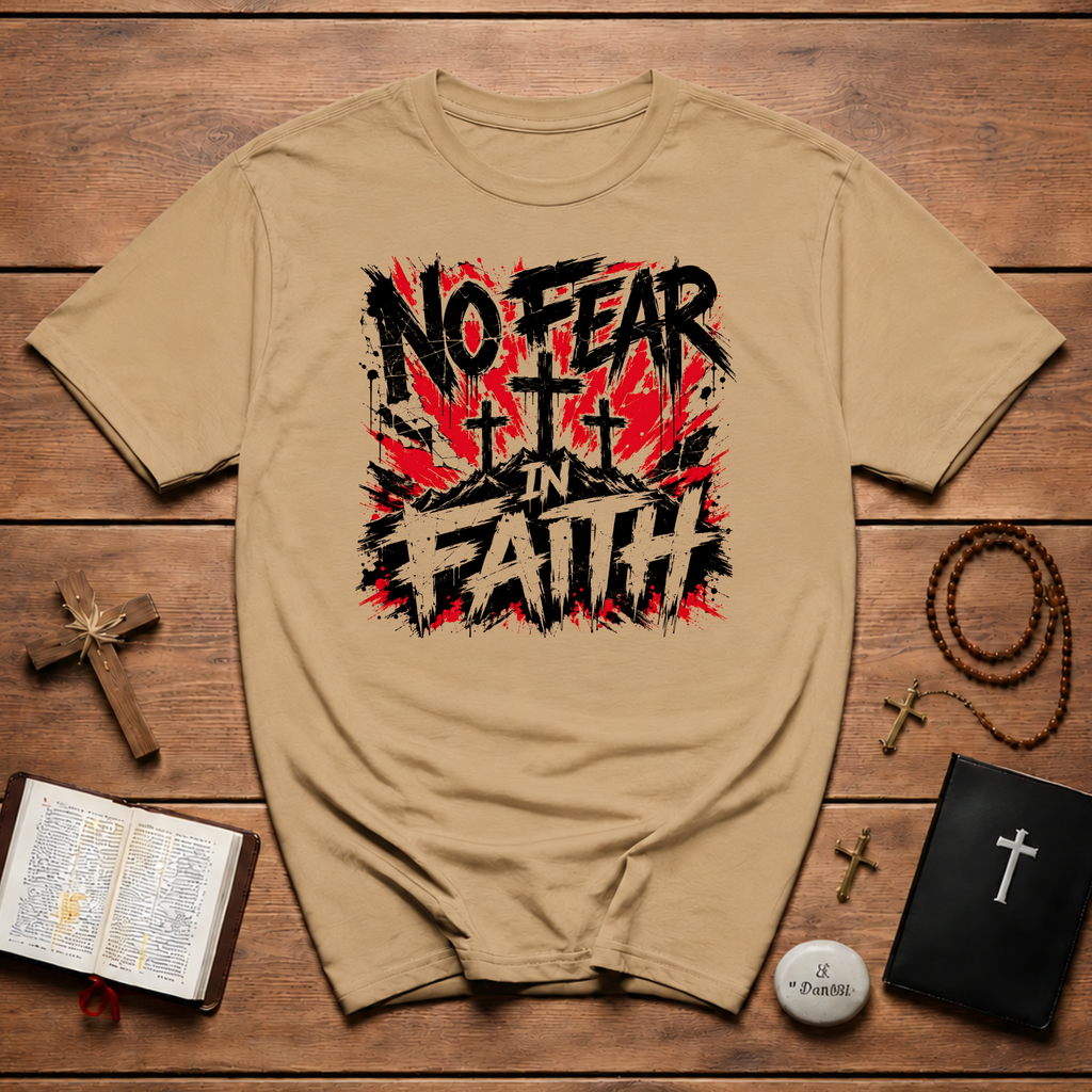 No Fear In Faith God Over All Romans 8 31 Christian Cross Victory T-Shirt
