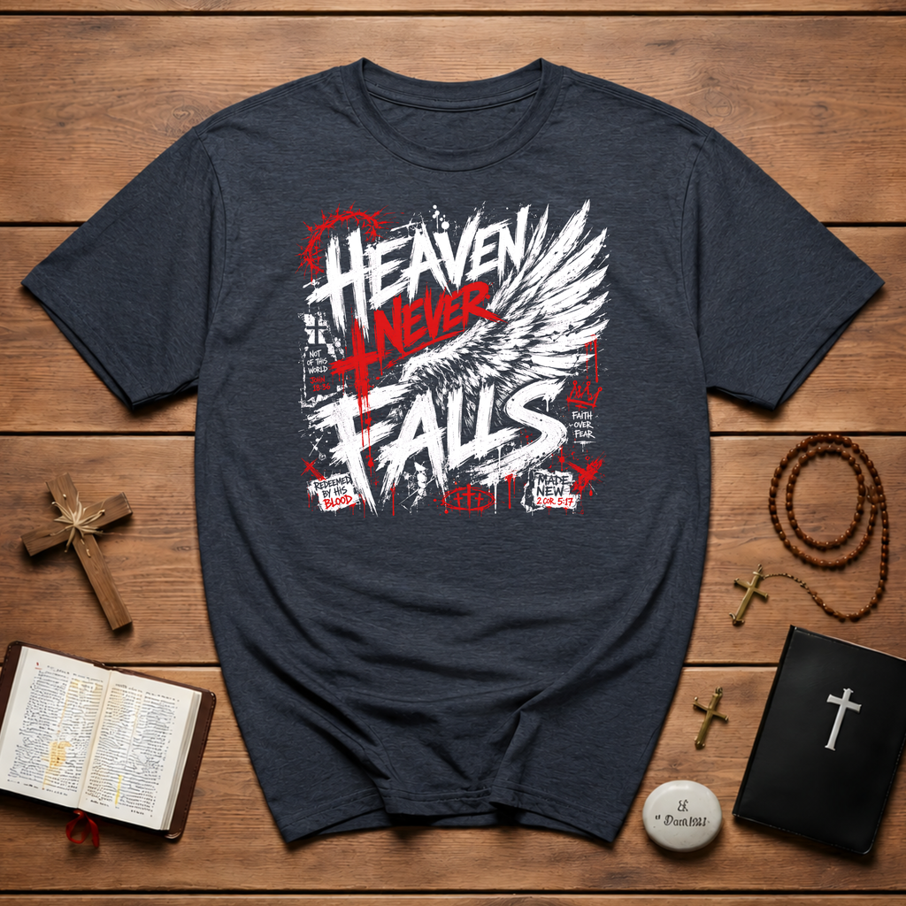 Heaven Never Falls Christian Faith Over Fear Redeemed By His Blood Made New T-Shirt