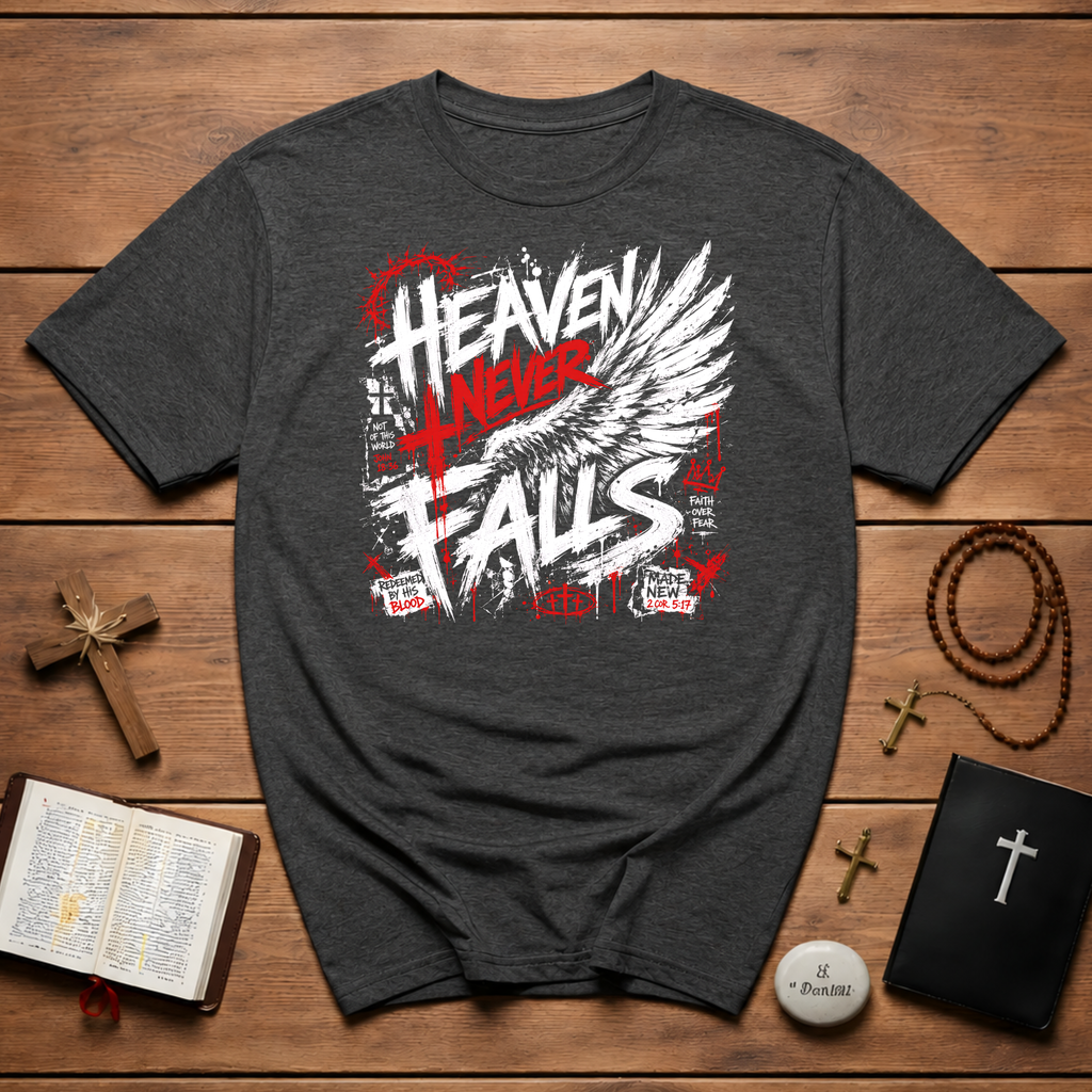 Heaven Never Falls Christian Faith Over Fear Redeemed By His Blood Made New T-Shirt