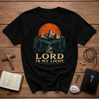 The Lord Is My Light Psalm 27 1 Christian Mountain Sunset Hiking Faith Landscape Artwork T-Shirt