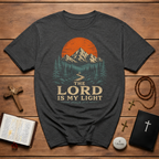 The Lord Is My Light Psalm 27 1 Christian Mountain Sunset Hiking Faith Landscape Artwork T-Shirt