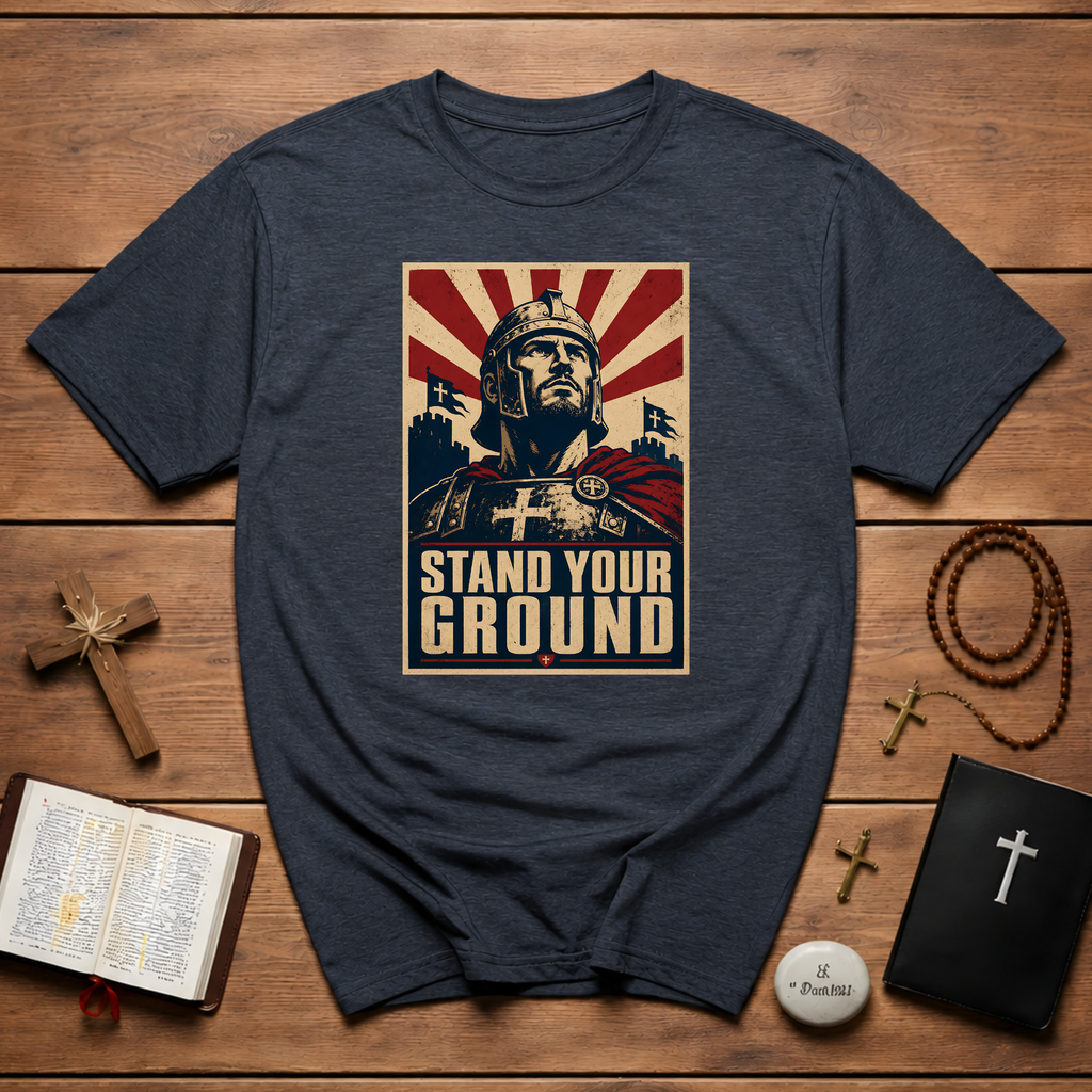Stand Your Ground Christian Crusader Knight Warrior Faith Strength And Courage T-Shirt