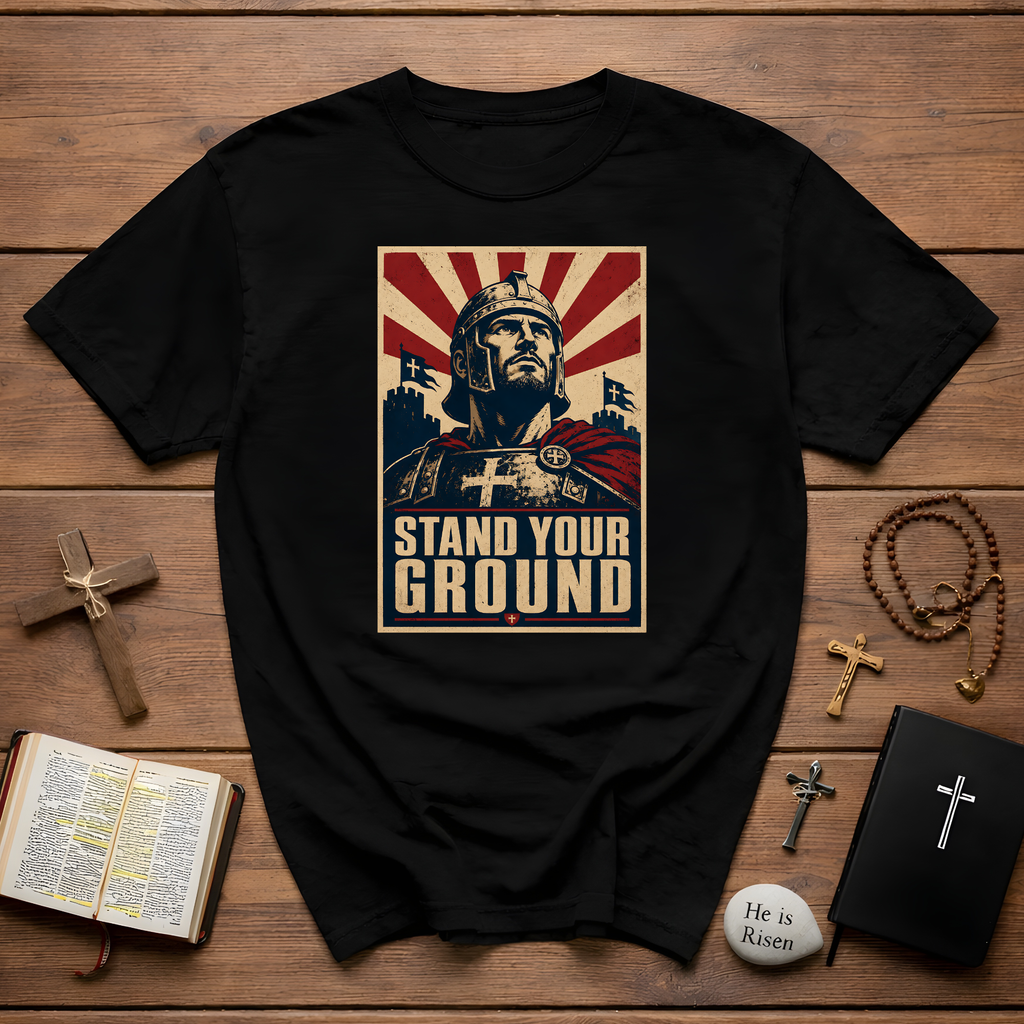 Stand Your Ground Christian Crusader Knight Warrior Faith Strength And Courage T-Shirt