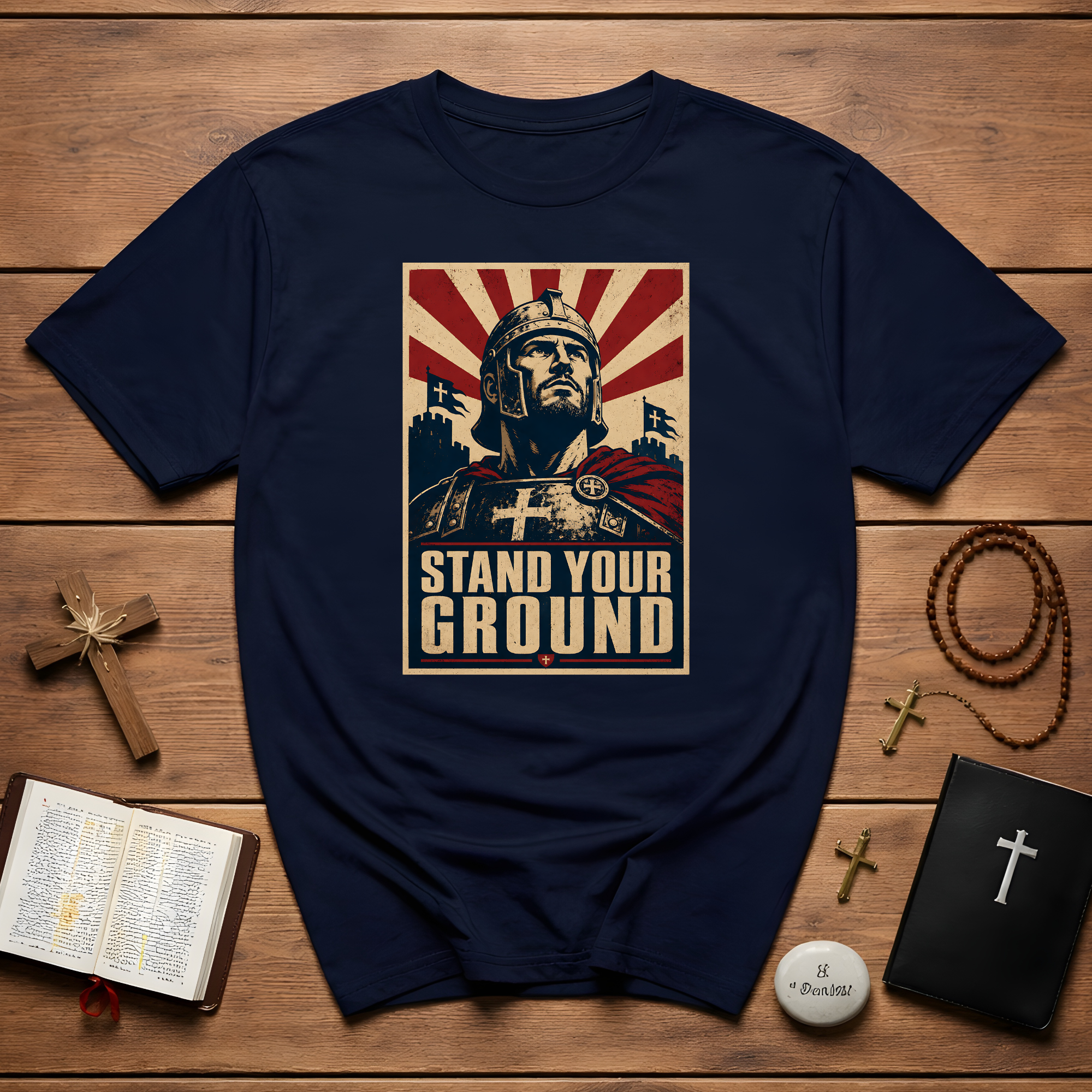 Stand Your Ground Christian Crusader Knight Warrior Faith Strength And Courage T-Shirt