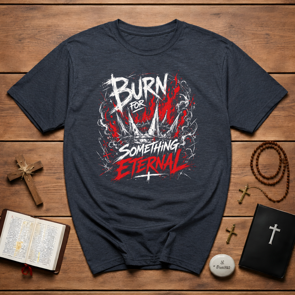 Burn For Something Eternal Christian Faith Fire Crown Of Thorns Revival T-Shirt