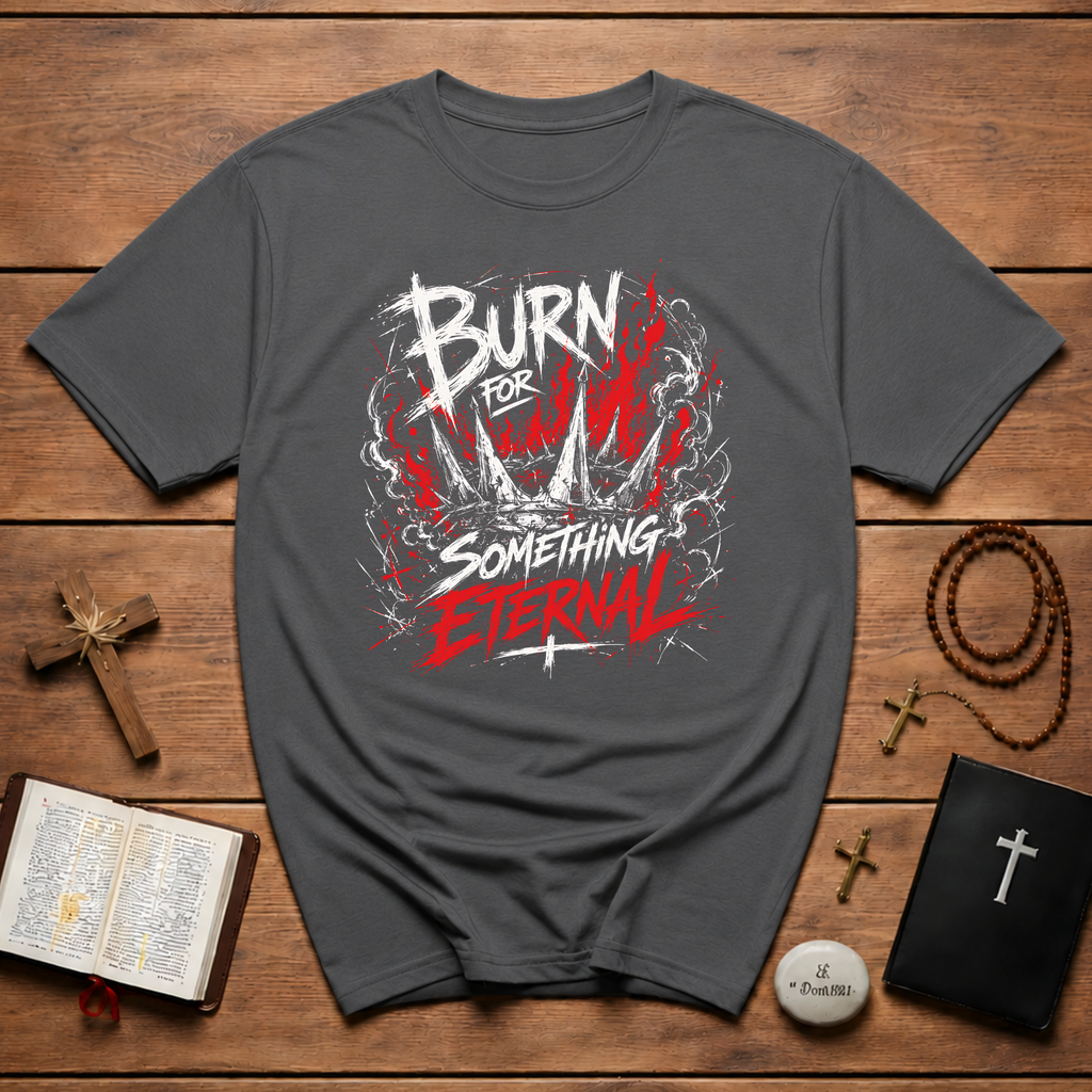 Burn For Something Eternal Christian Faith Fire Crown Of Thorns Revival T-Shirt