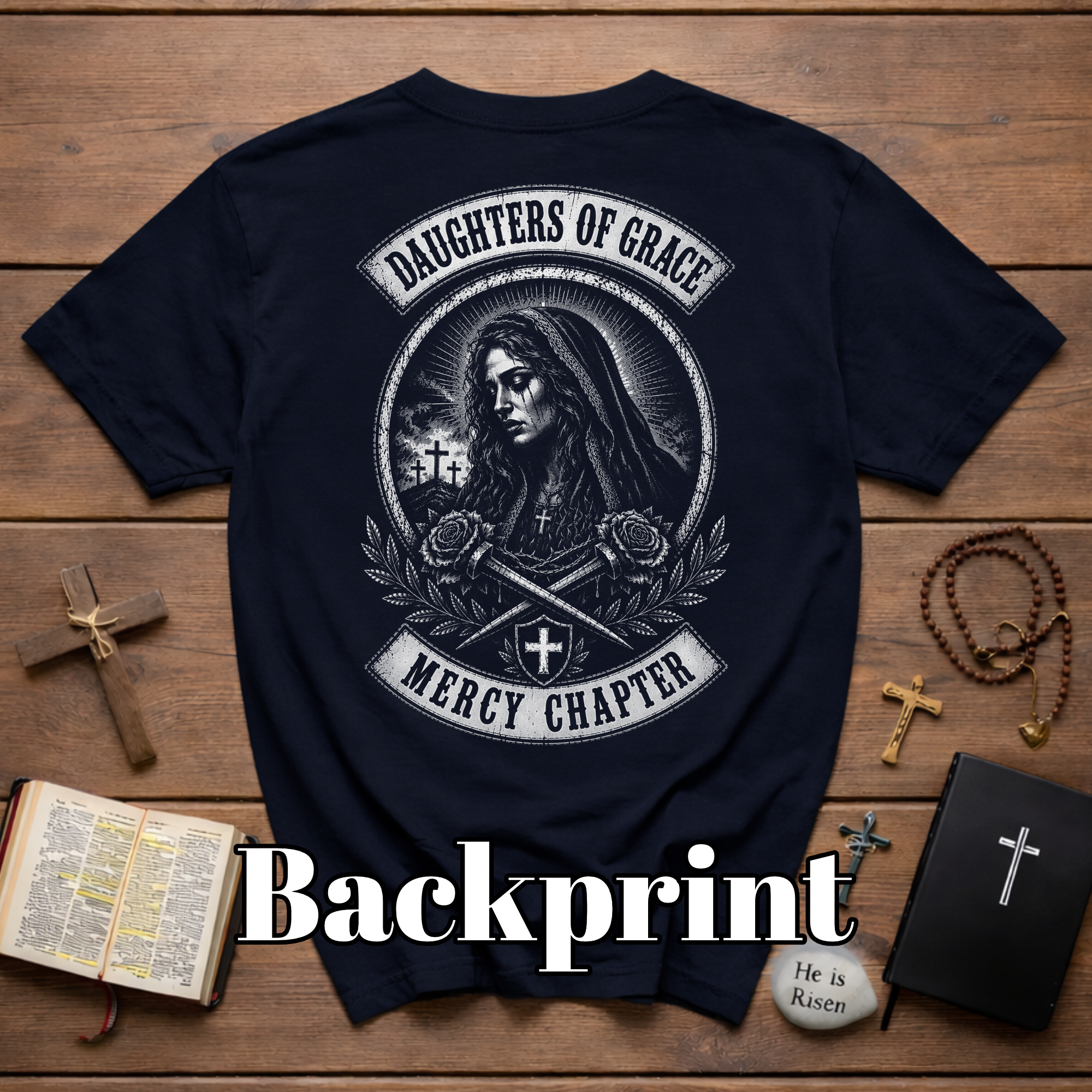 Daughters Of Grace Mercy Chapter Gothic Sacred Cross Roses Christian Biker Style
