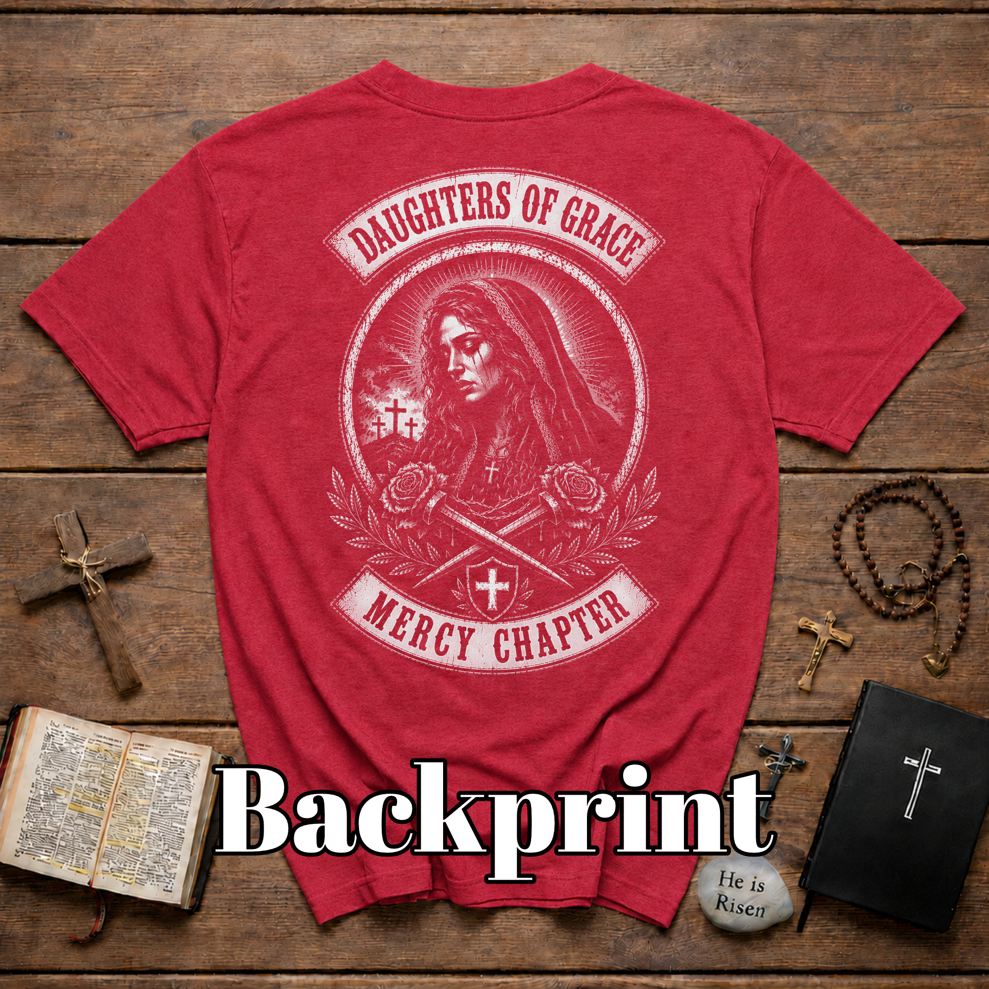Daughters Of Grace Mercy Chapter Gothic Sacred Cross Roses Christian Biker Style