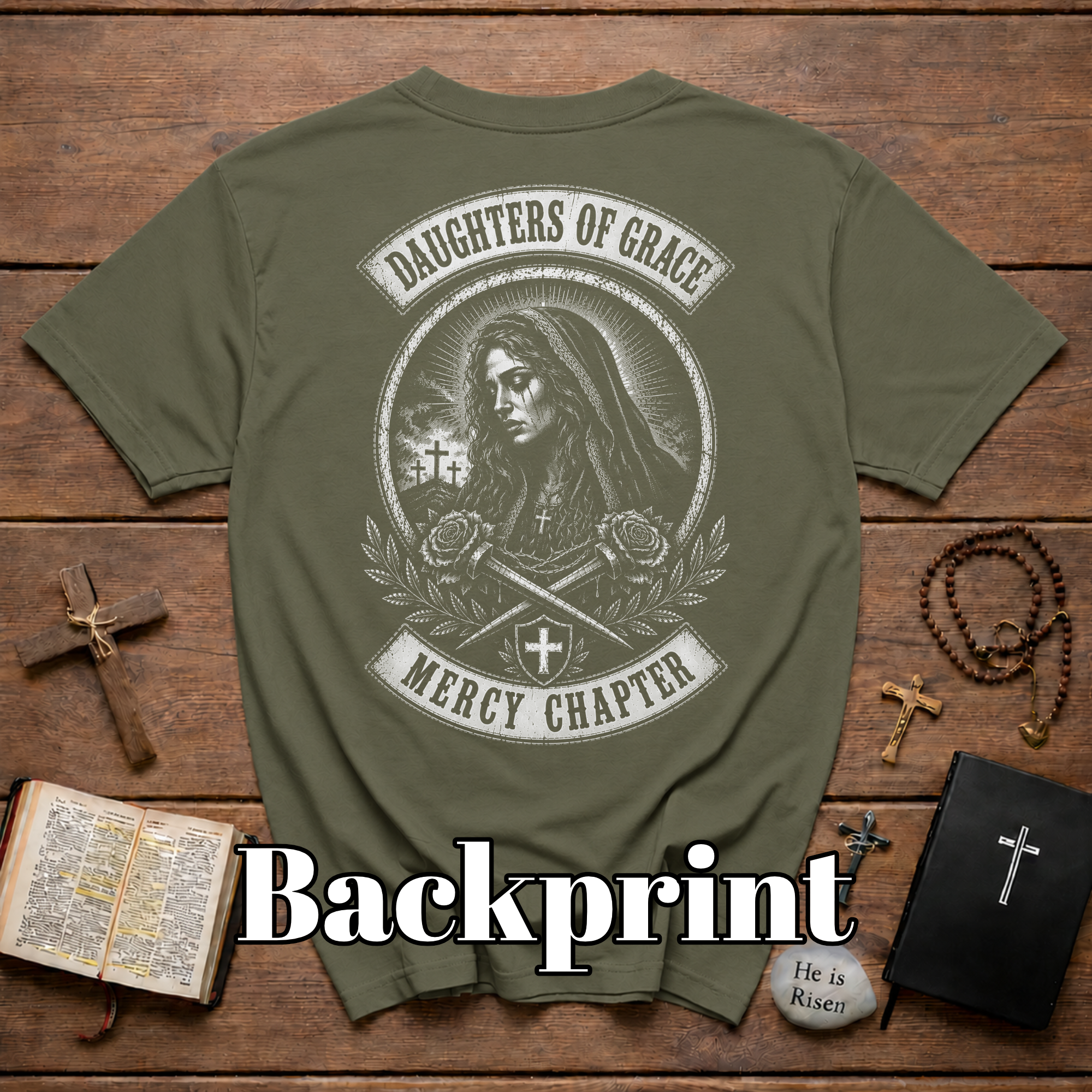 Daughters Of Grace Mercy Chapter Gothic Sacred Cross Roses Christian Biker Style