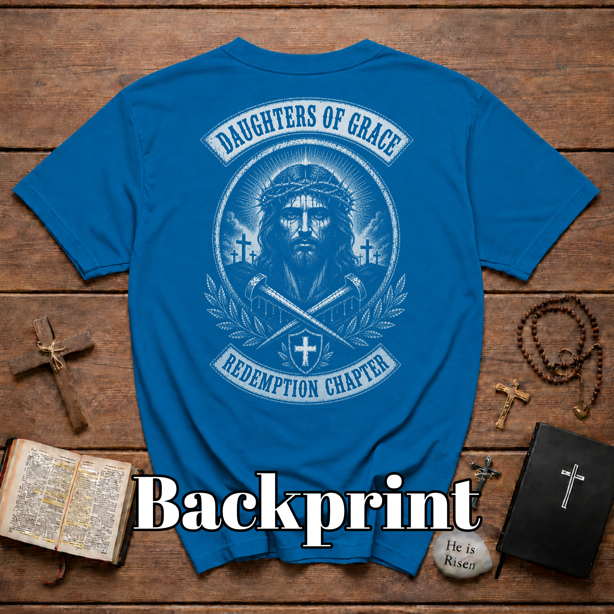 Daughters Of Grace Redemption Chapter Christian Women Jesus Crown Of Thorns Cross Faith Artwork T-Shirt