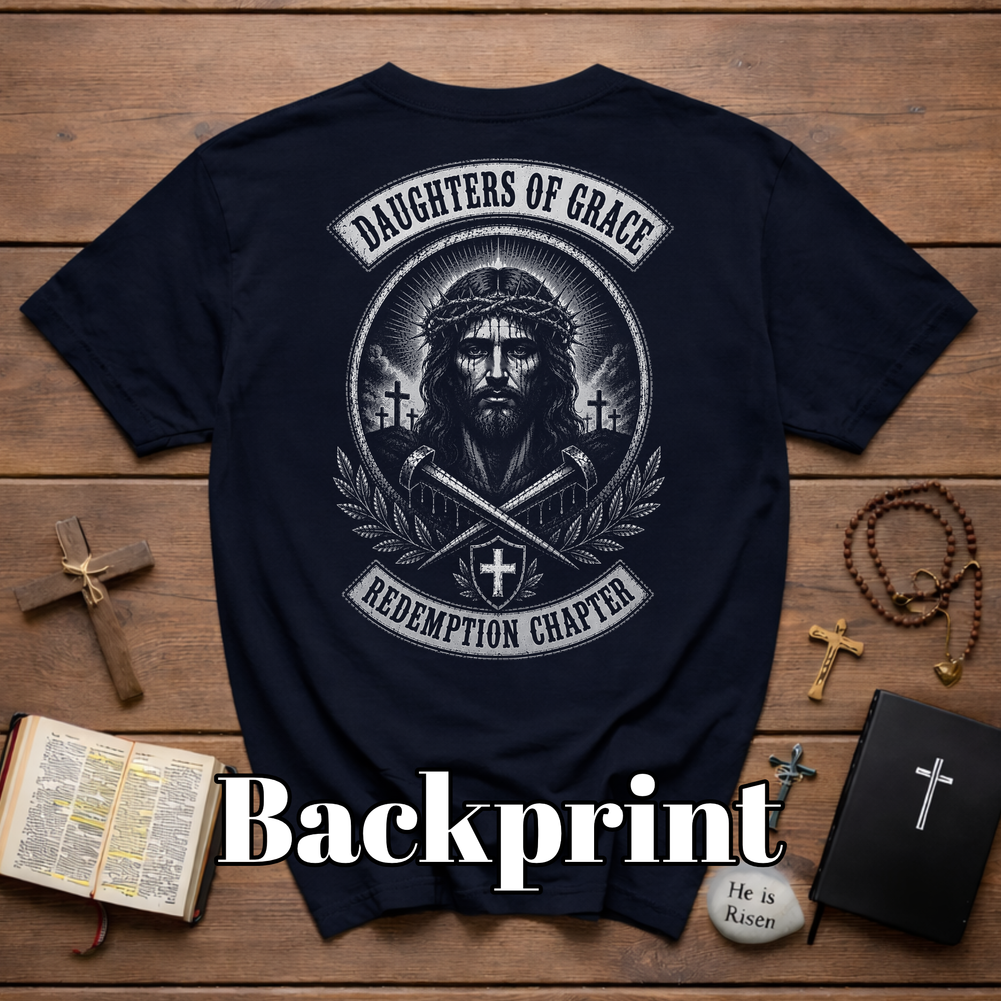 Daughters Of Grace Redemption Chapter Christian Women Jesus Crown Of Thorns Cross Faith Artwork T-Shirt