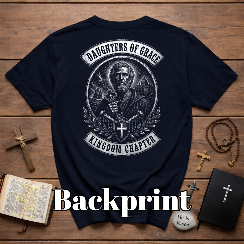 Daughters Of Grace Kingdom Chapter Lion Of Judah Christian Cross Shield And Swords Emblem T-Shirt