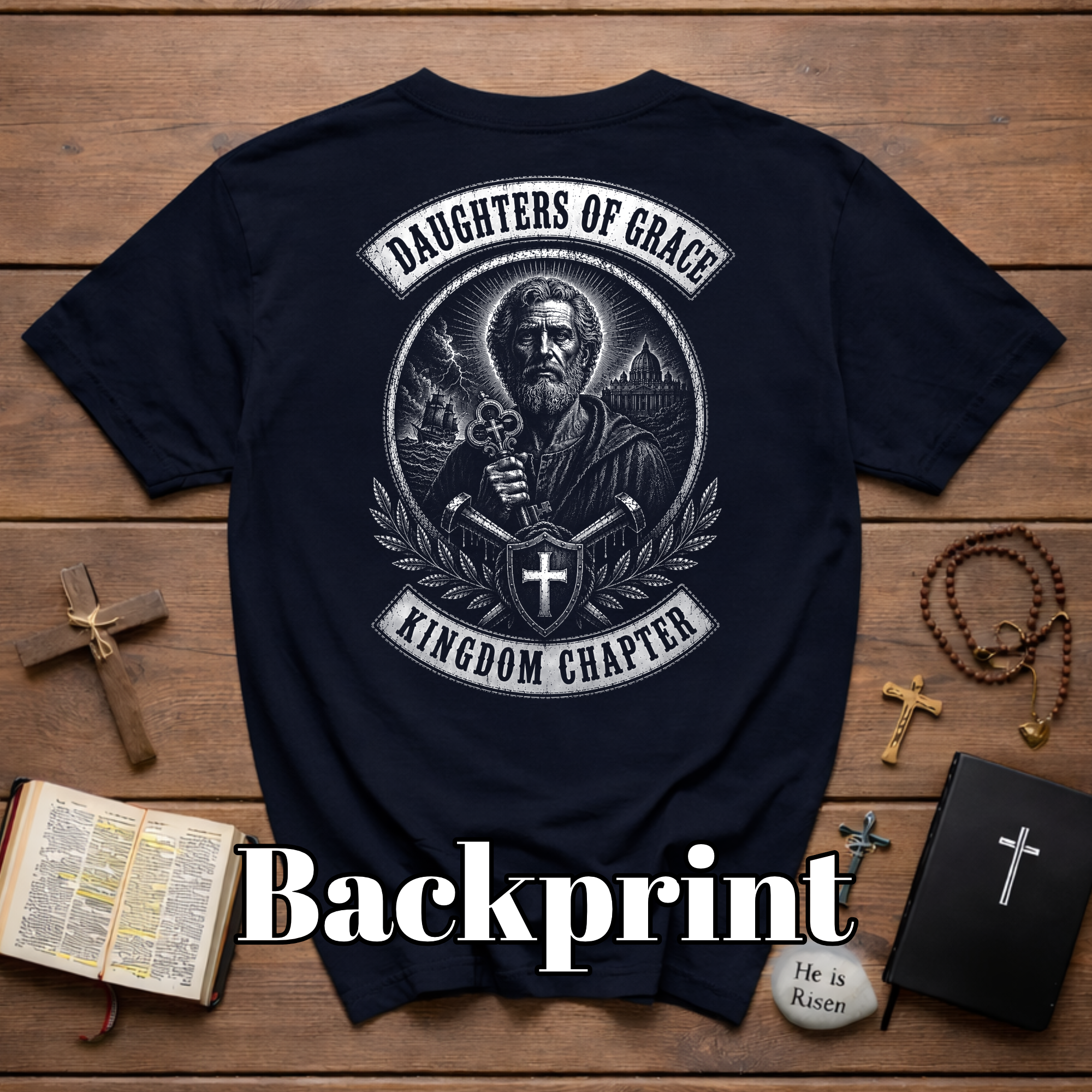 Daughters Of Grace Kingdom Chapter Lion Of Judah Christian Cross Shield And Swords Emblem T-Shirt