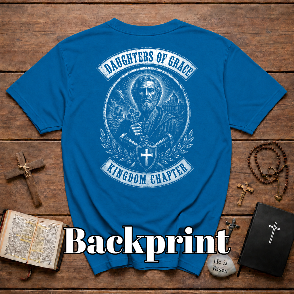 Daughters Of Grace Kingdom Chapter Lion Of Judah Christian Cross Shield And Swords Emblem T-Shirt