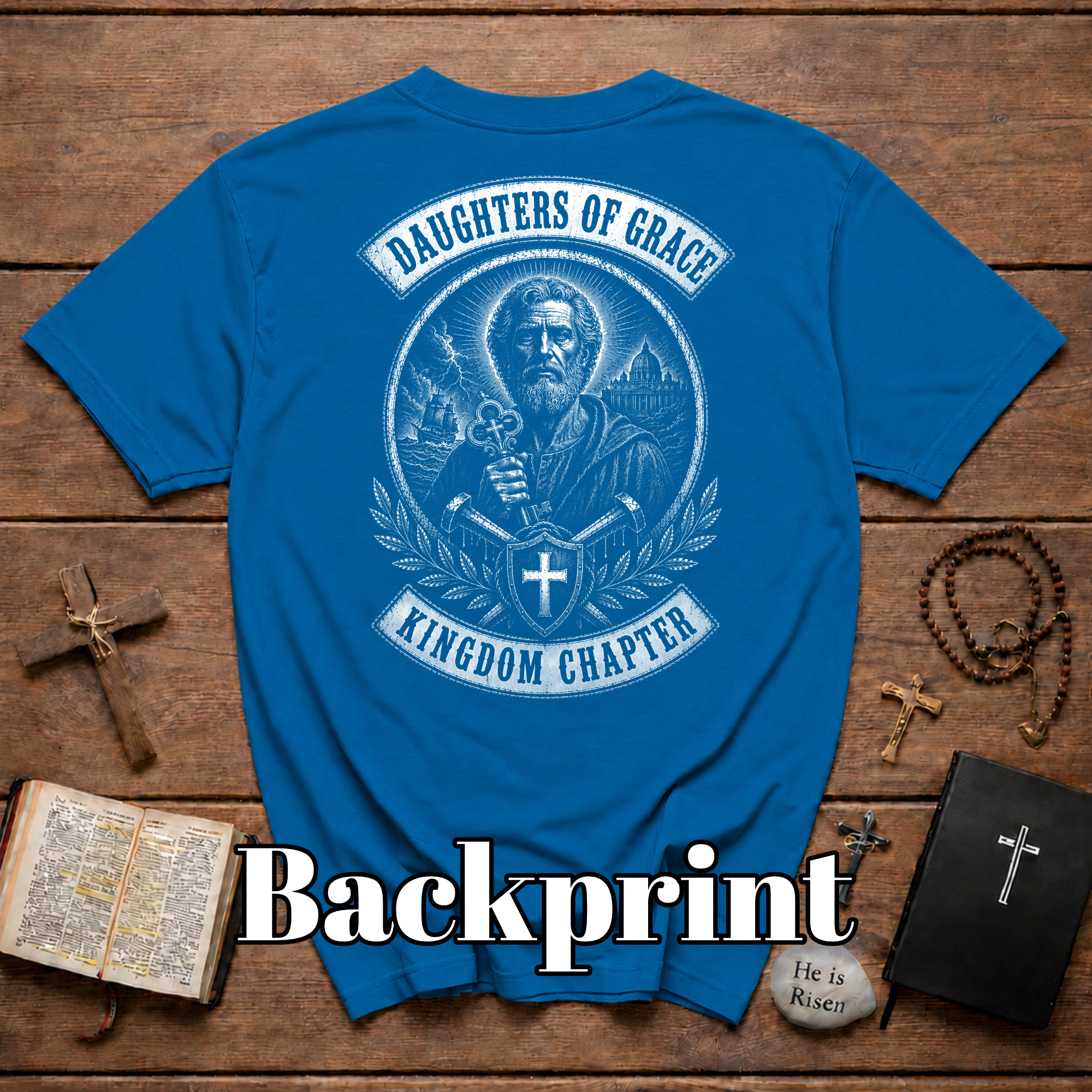 Daughters Of Grace Kingdom Chapter Lion Of Judah Christian Cross Shield And Swords Emblem T-Shirt