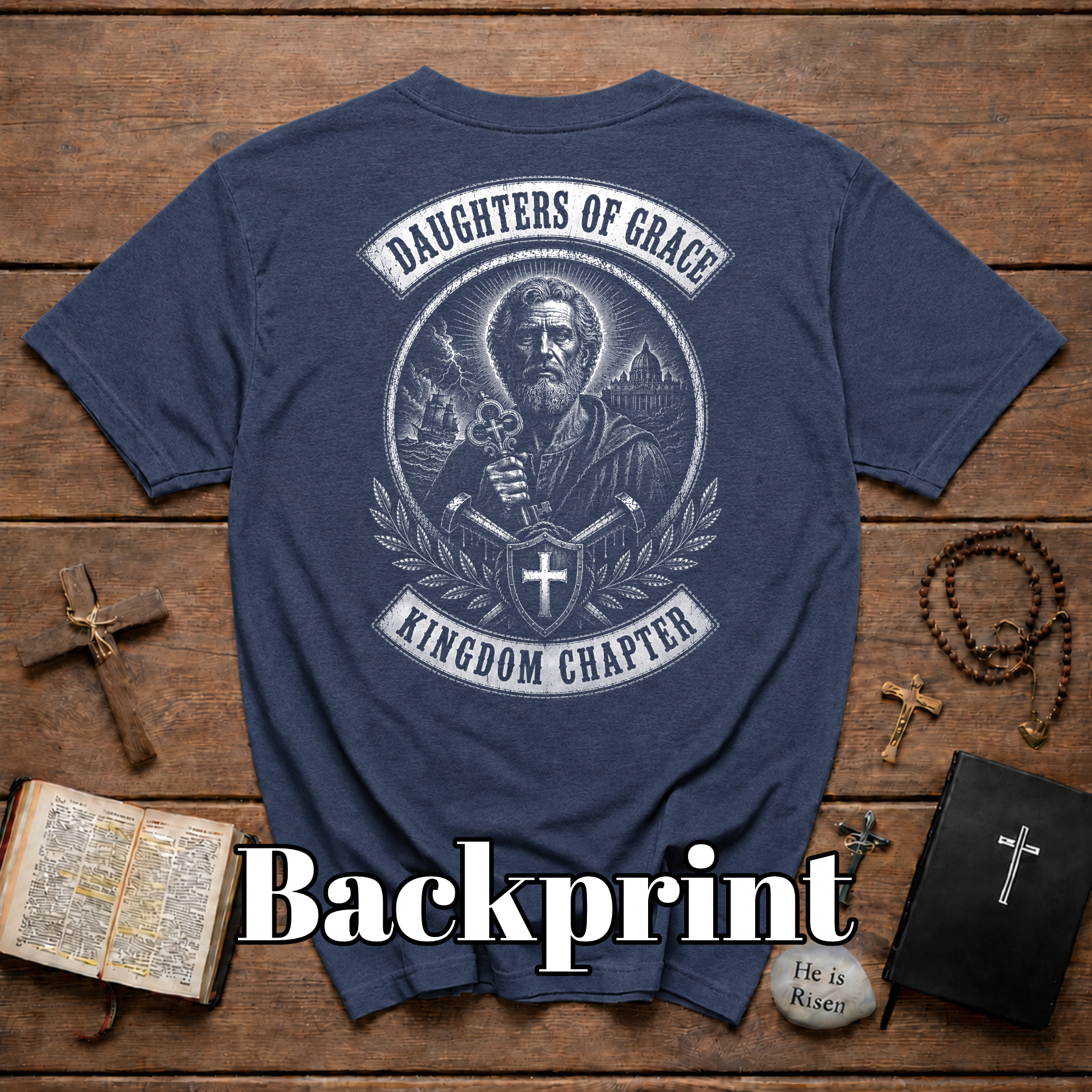 Daughters Of Grace Kingdom Chapter Lion Of Judah Christian Cross Shield And Swords Emblem T-Shirt