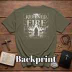 Refined By Fire 1 Peter 1 7 Christian Faith Artwork For Trials Spiritual Warfare And Bible Verse Inspiration T-Shirt