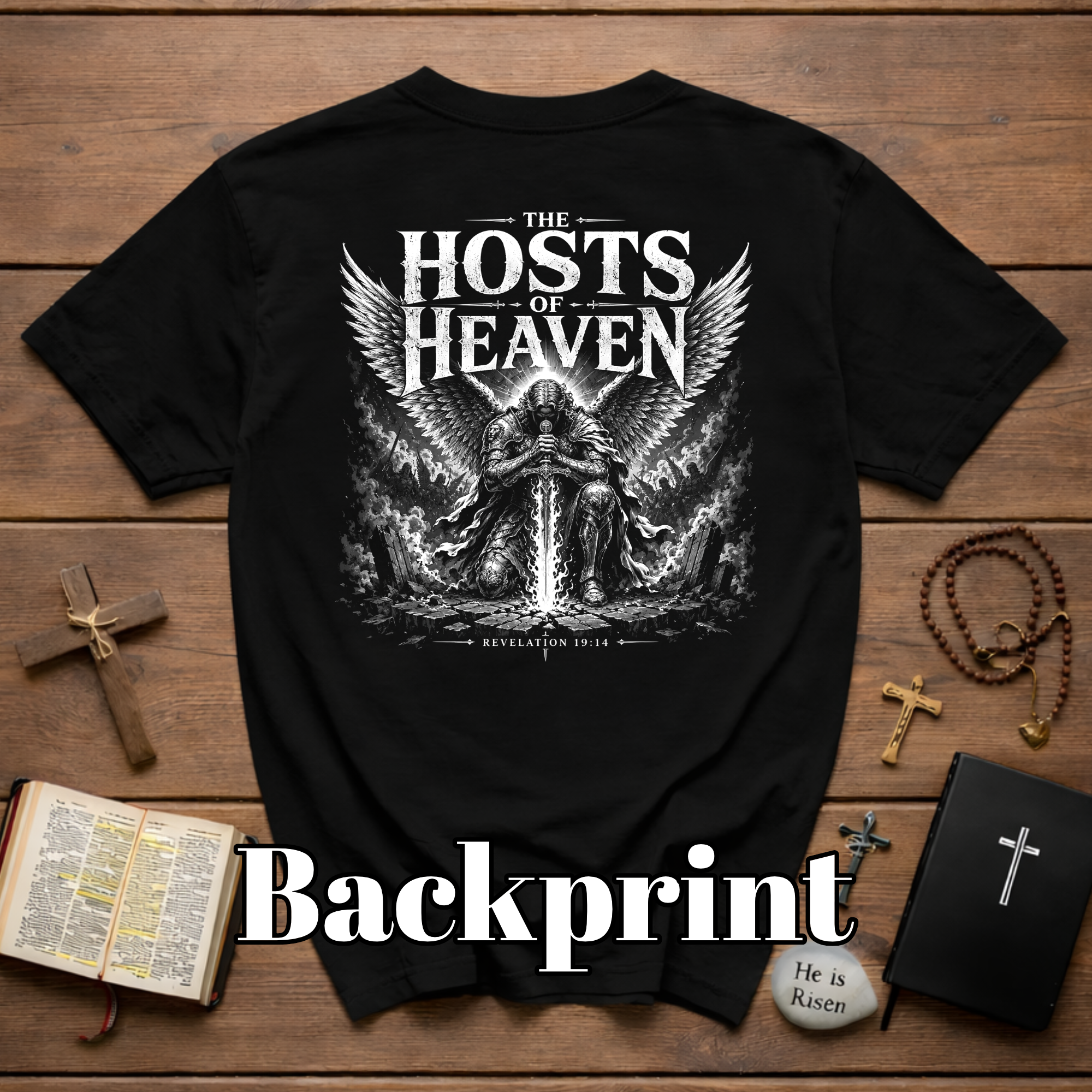 The Hosts of Heaven T-Shirt — Revelation 19:14 Angelic Warrior Graphic