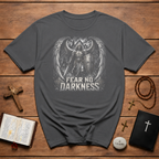 Fear No Darkness Angelic Warrior Archangel With Sword And Shield Gothic Dark Fantasy Spiritual Battle T-Shirt
