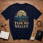 Fear No Valley Psalm 23 4 Christian Hiking Mountain Bible Verse Outdoor Faith T-Shirt