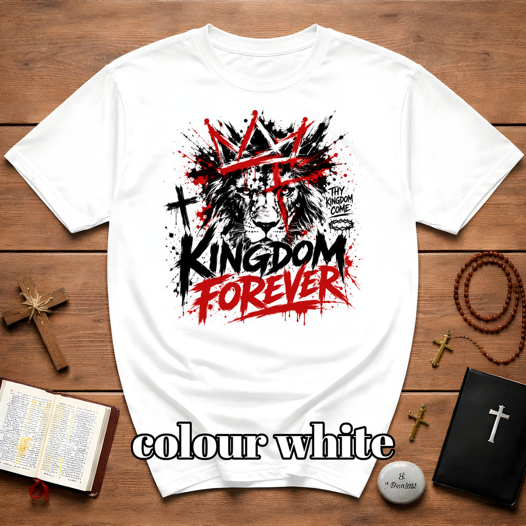 Kingdom Forever Thy Kingdom Come Lion Of Judah Christian Cross Crown T-Shirt