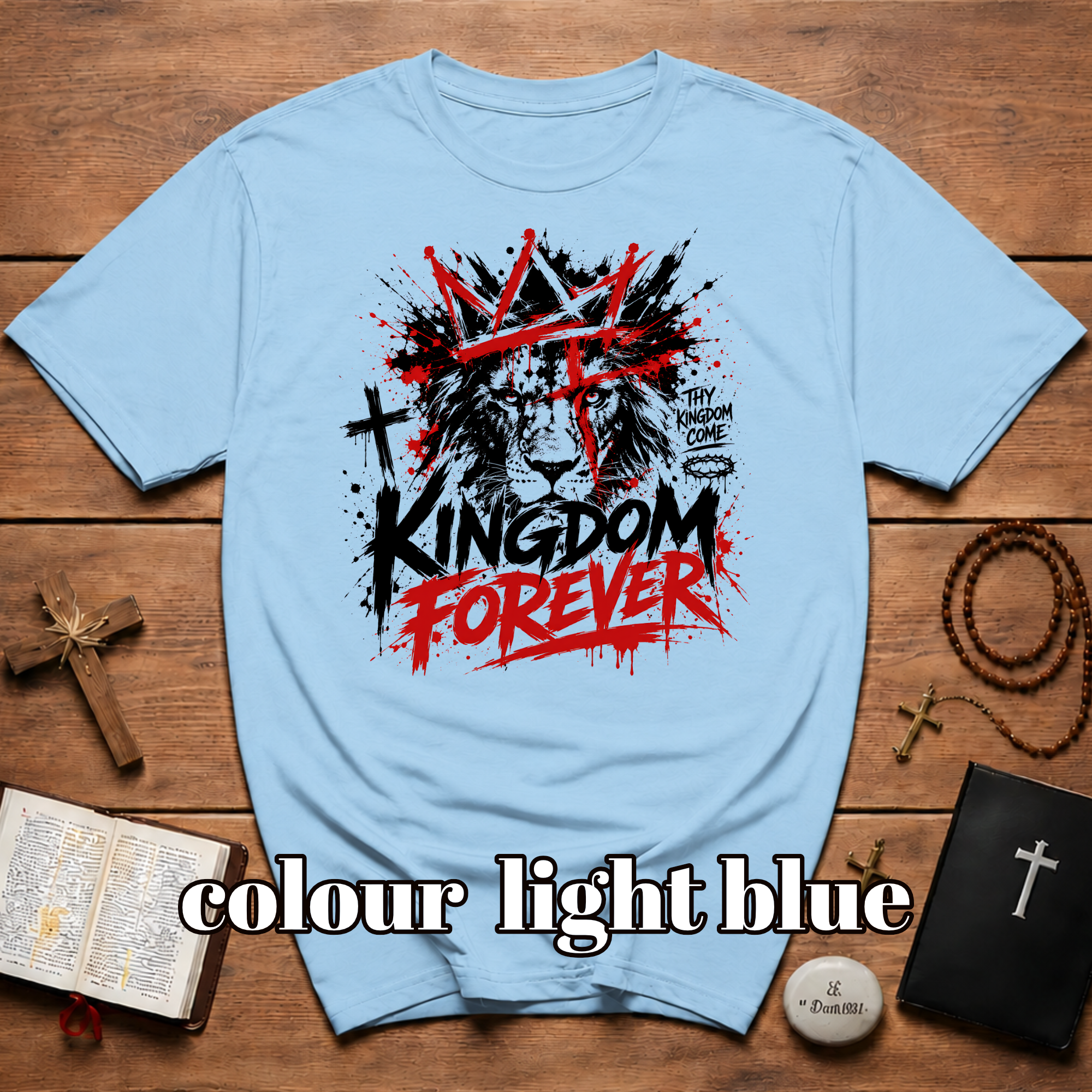 Kingdom Forever Thy Kingdom Come Lion Of Judah Christian Cross Crown T-Shirt