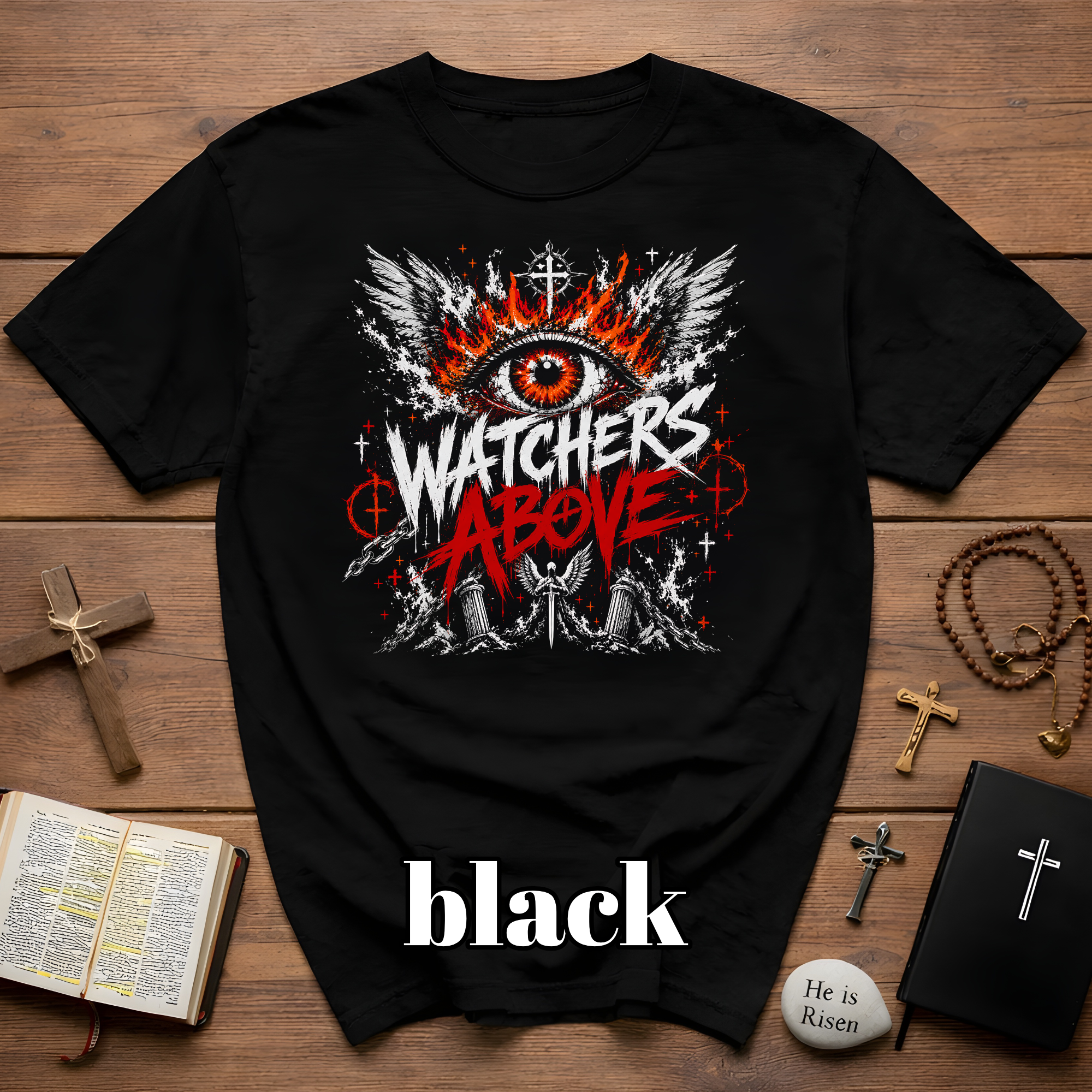 Watchers Above Heaven Is Not Silent Flaming All Seeing Eye Angelic Watchers T-Shirt