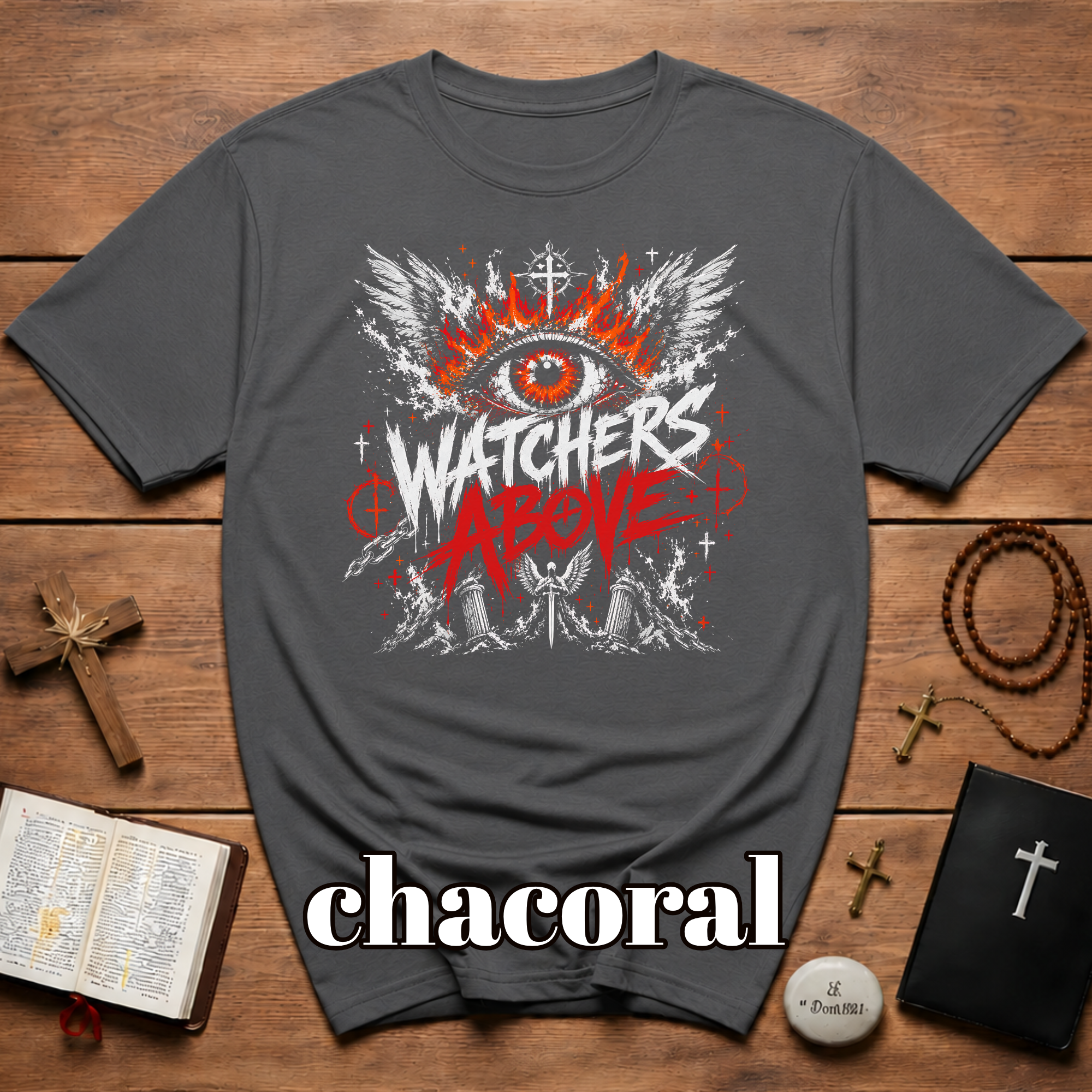 Watchers Above Heaven Is Not Silent Flaming All Seeing Eye Angelic Watchers T-Shirt