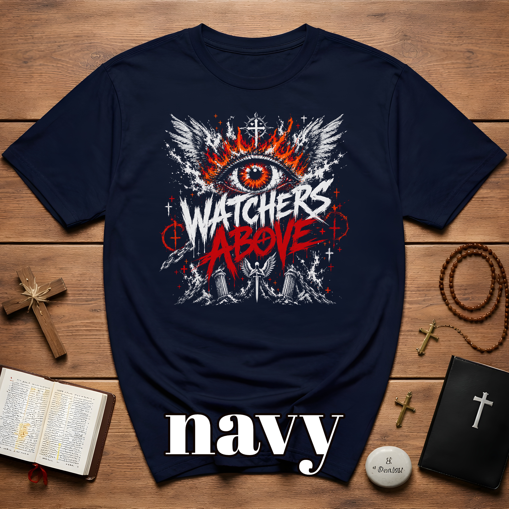 Watchers Above Heaven Is Not Silent Flaming All Seeing Eye Angelic Watchers T-Shirt