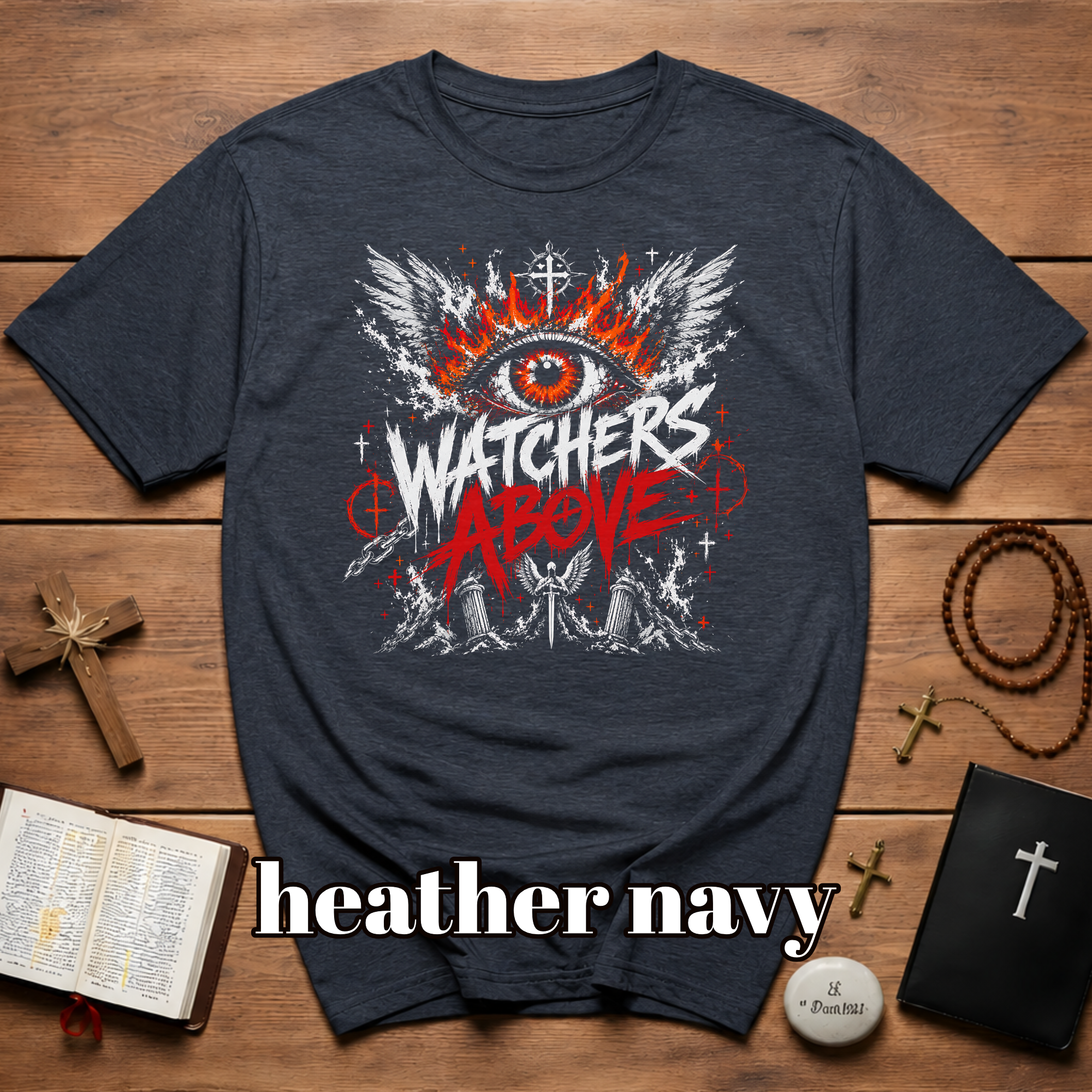 Watchers Above Heaven Is Not Silent Flaming All Seeing Eye Angelic Watchers T-Shirt