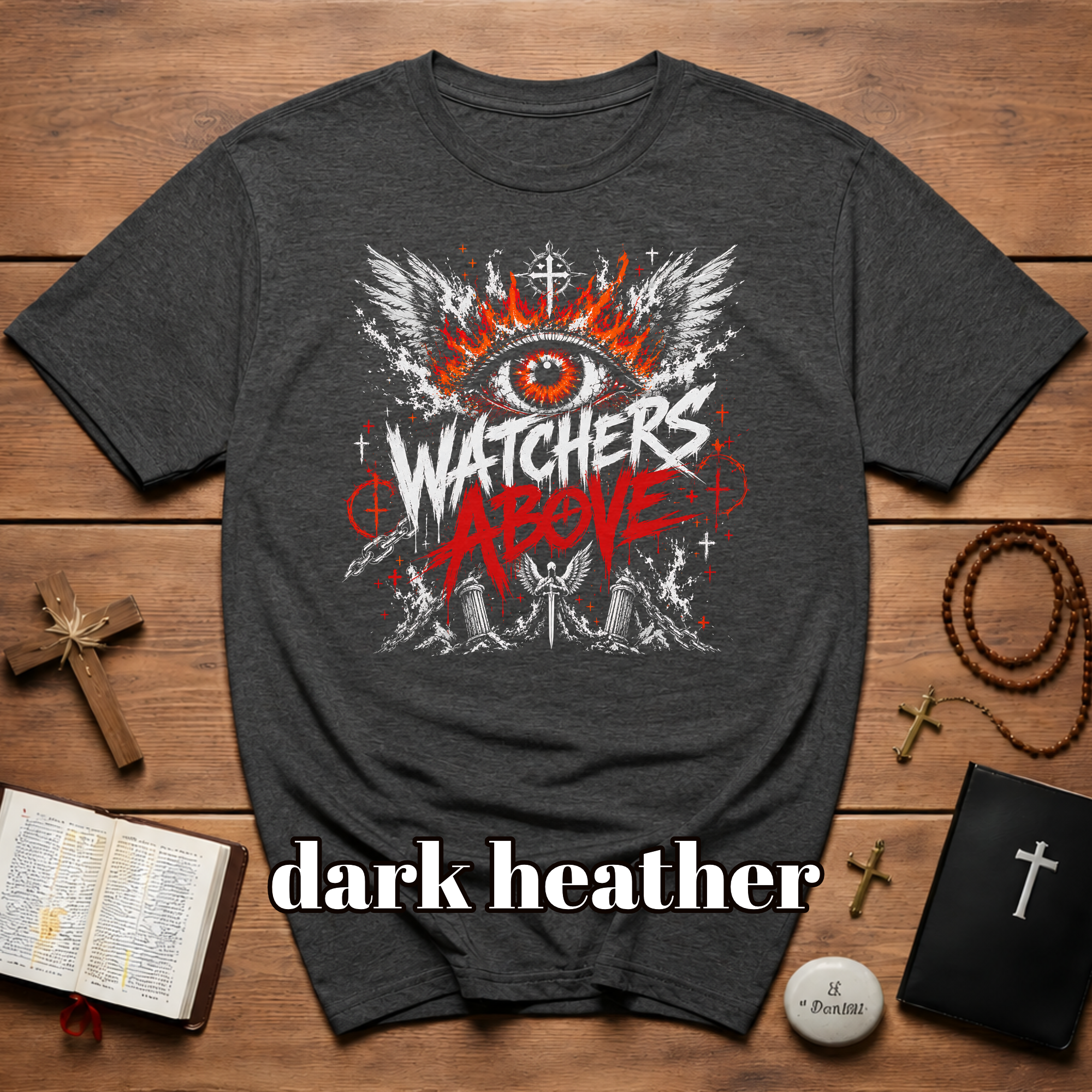 Watchers Above Heaven Is Not Silent Flaming All Seeing Eye Angelic Watchers T-Shirt