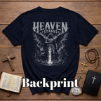 Heaven Stands Angelic Warrior Sword Sacred Battle Dark Christian Angel Of Light Spiritual Warfare Gothic Heaven Stands T-Shirt