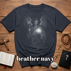 Archangel guardian with moon orb and white lily spiritual angelic symbol for gothic aesthetic lovers T-Shirt