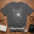 Archangel guardian with moon orb and white lily spiritual angelic symbol for gothic aesthetic lovers T-Shirt