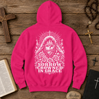 Gothic Sorrow Crowned in Grace — Dark Vintage Religious Art Hoodie