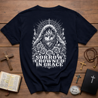 Sorrow Crowned in Grace T-Shirt – Gothic Floral Madonna Tee