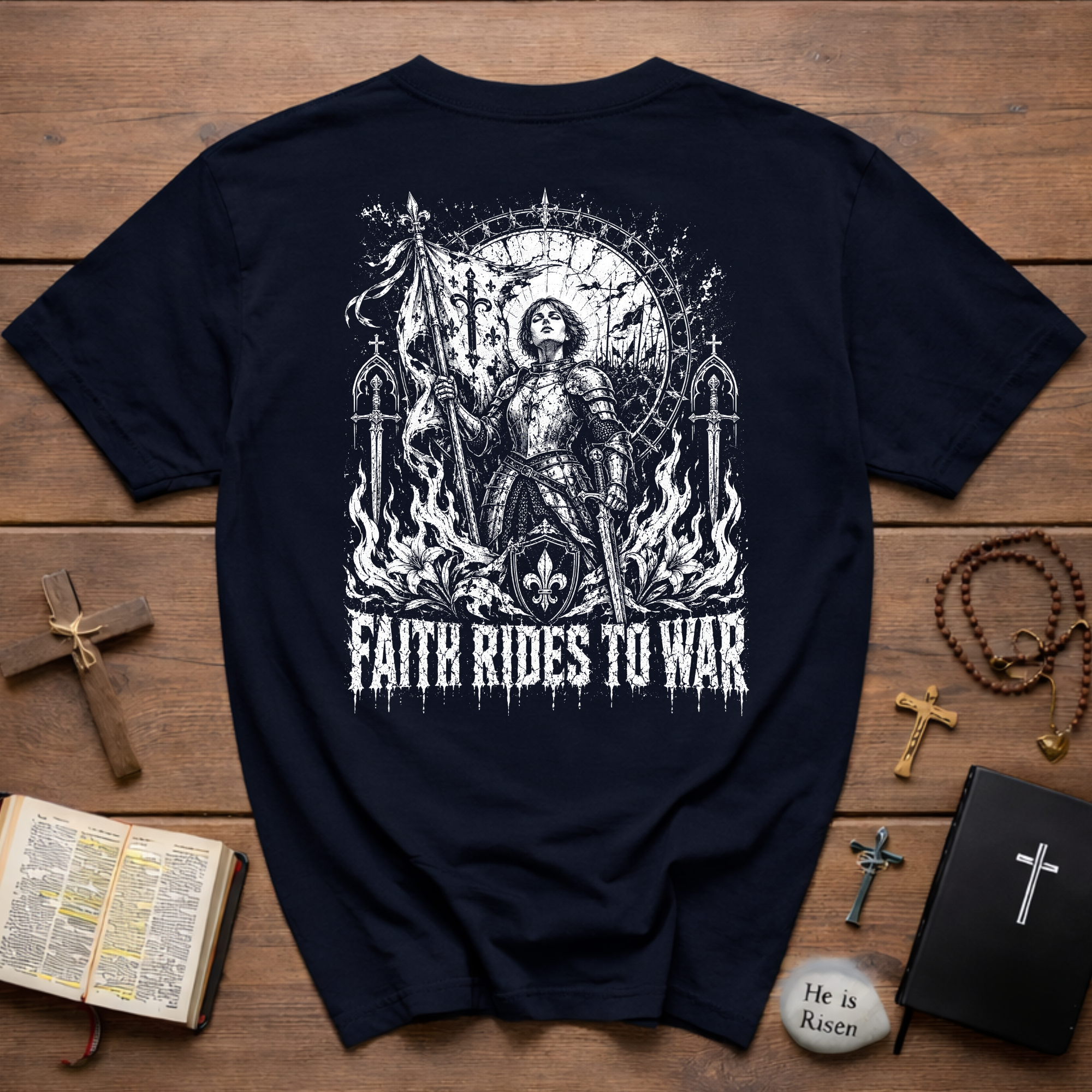 Faith Rides to War — Joan of Arc Gothic T-Shirt
