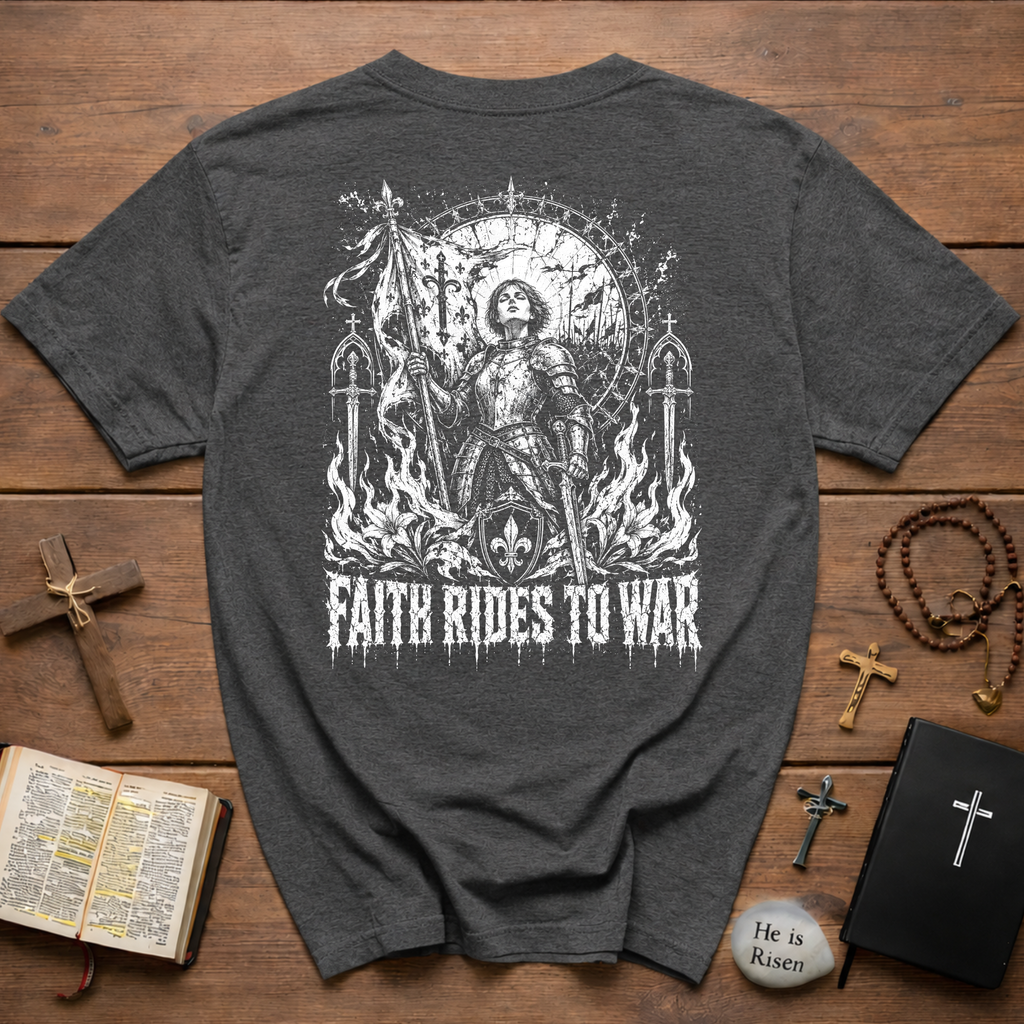 Faith Rides to War — Joan of Arc Gothic T-Shirt