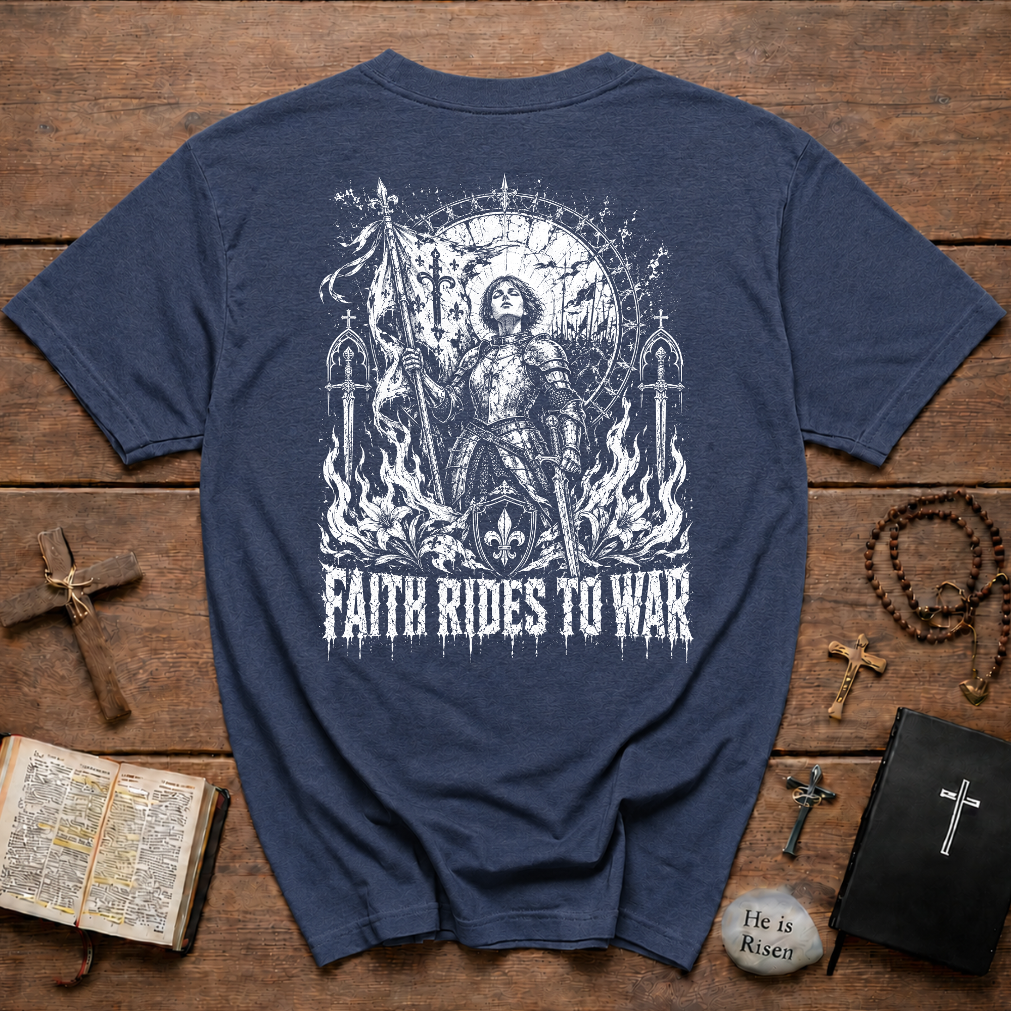 Faith Rides to War — Joan of Arc Gothic T-Shirt