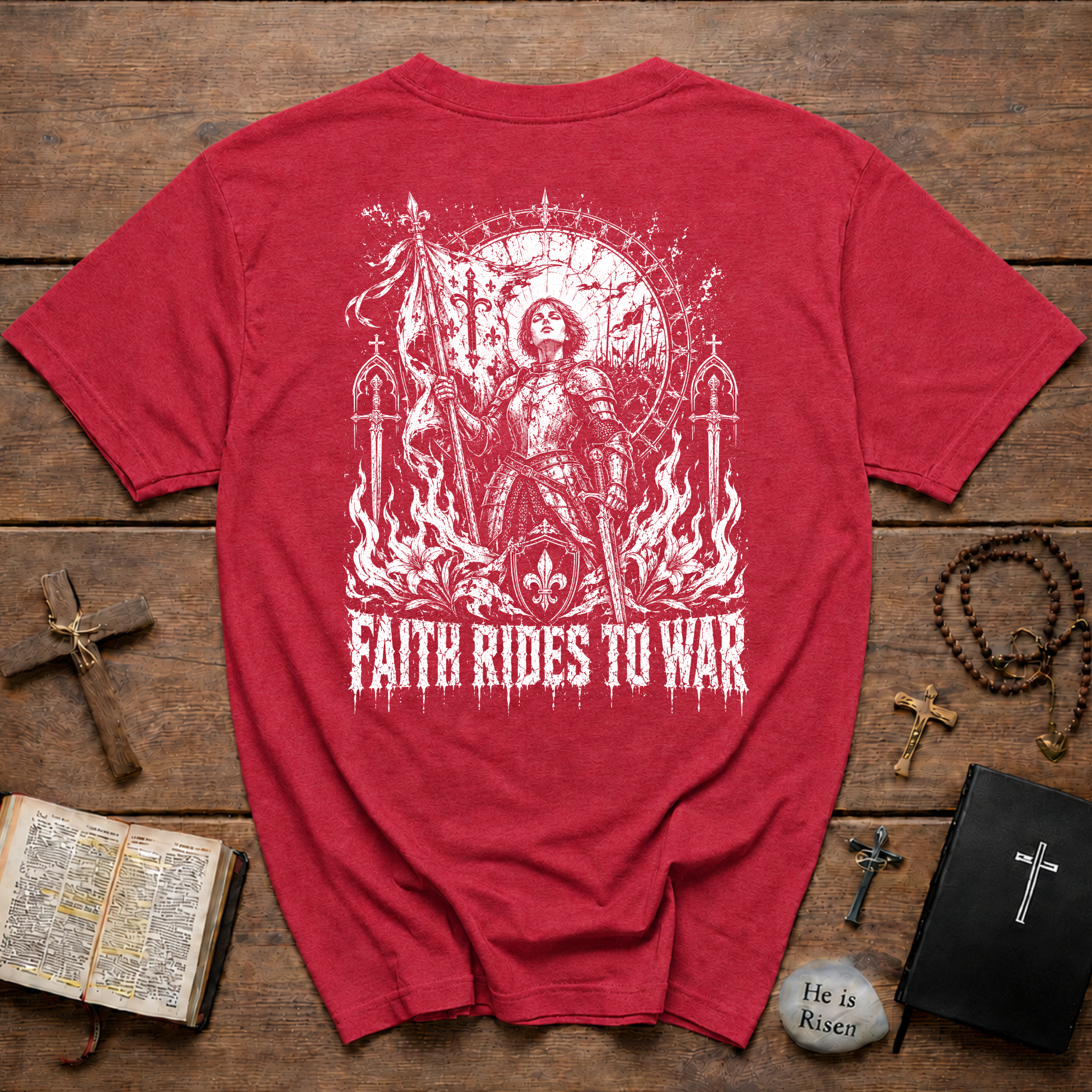 Faith Rides to War — Joan of Arc Gothic T-Shirt