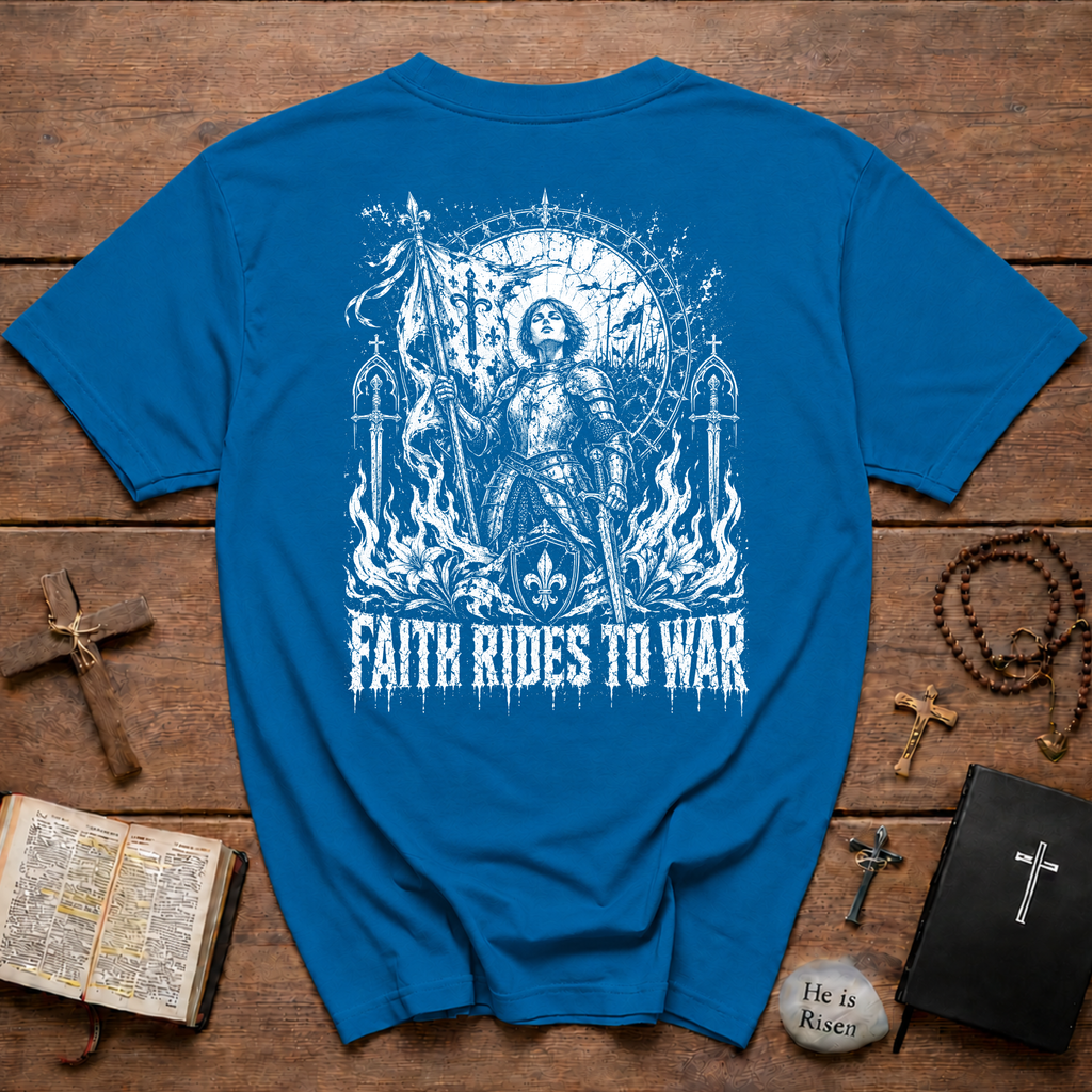 Faith Rides to War — Joan of Arc Gothic T-Shirt