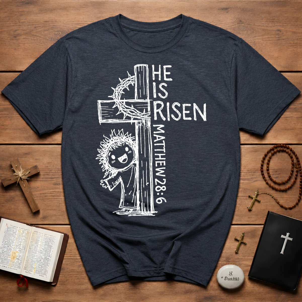 He Is Risen Cute Doodle Style T-Shirt