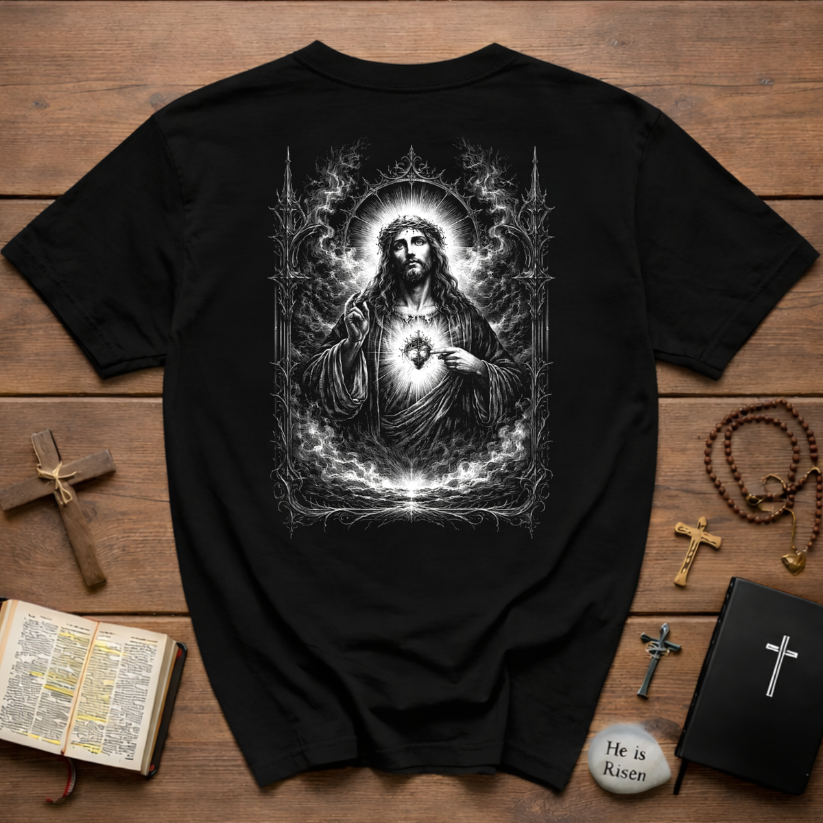 Jesus Sacred Heart Radiant Faith BACKPRINT T-Shirt