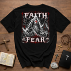 Faith Over Fear Christian Warrior Backprint T-Shirt