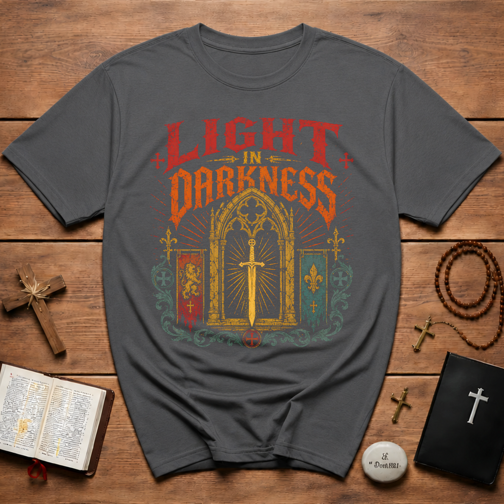 Light In Darkness Medieval Sword T-Shirt